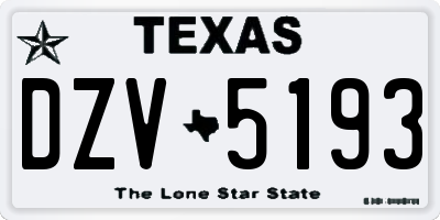 TX license plate DZV5193
