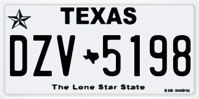 TX license plate DZV5198