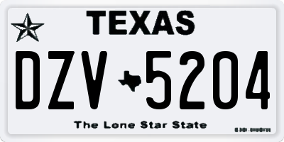 TX license plate DZV5204