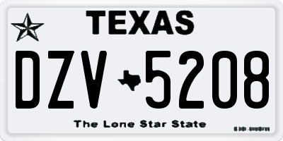 TX license plate DZV5208