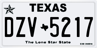 TX license plate DZV5217