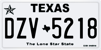 TX license plate DZV5218