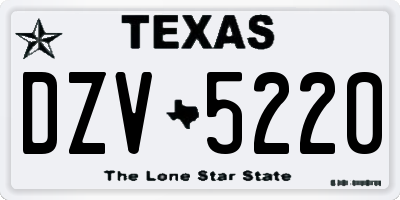 TX license plate DZV5220