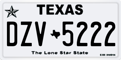 TX license plate DZV5222