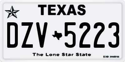 TX license plate DZV5223