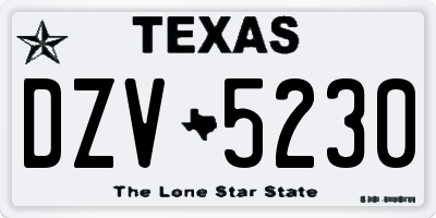 TX license plate DZV5230
