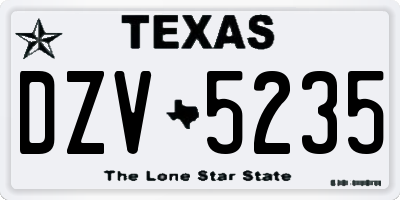 TX license plate DZV5235