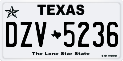 TX license plate DZV5236