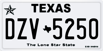 TX license plate DZV5250