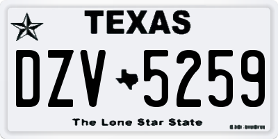 TX license plate DZV5259