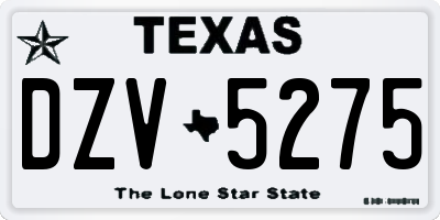 TX license plate DZV5275