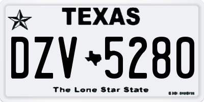 TX license plate DZV5280