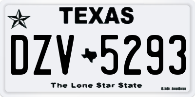 TX license plate DZV5293