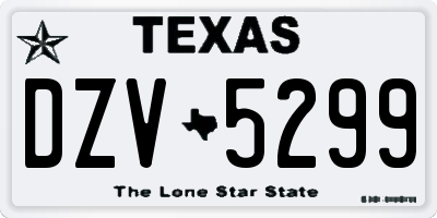 TX license plate DZV5299