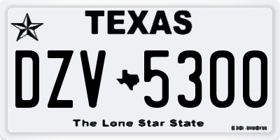 TX license plate DZV5300