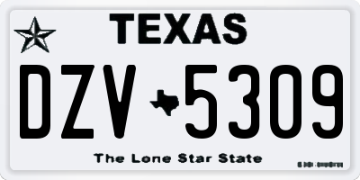 TX license plate DZV5309