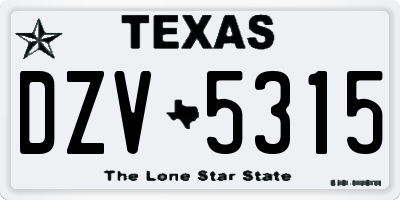 TX license plate DZV5315