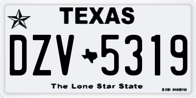 TX license plate DZV5319