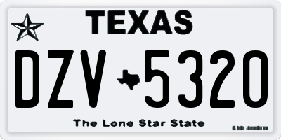 TX license plate DZV5320