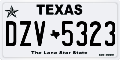 TX license plate DZV5323