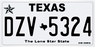 TX license plate DZV5324