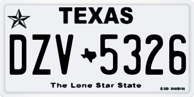 TX license plate DZV5326