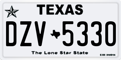 TX license plate DZV5330