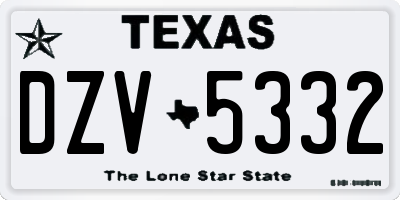 TX license plate DZV5332