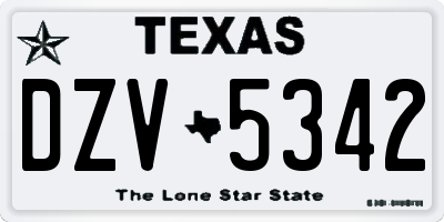TX license plate DZV5342