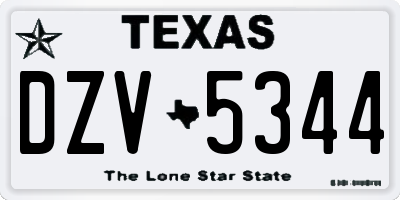 TX license plate DZV5344