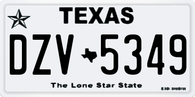 TX license plate DZV5349