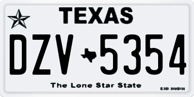 TX license plate DZV5354
