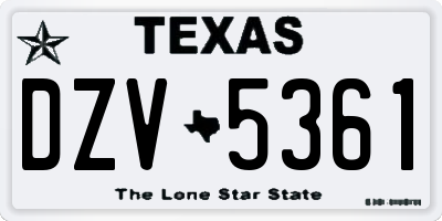 TX license plate DZV5361