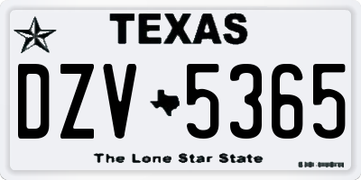TX license plate DZV5365