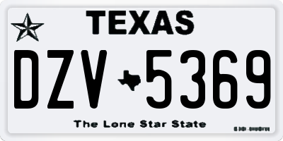 TX license plate DZV5369