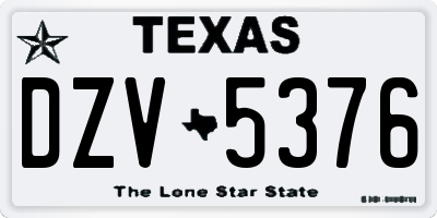 TX license plate DZV5376