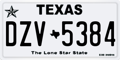 TX license plate DZV5384