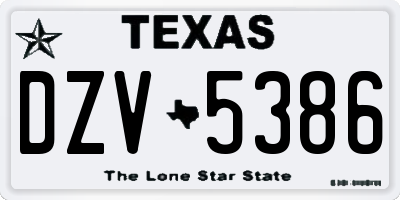 TX license plate DZV5386