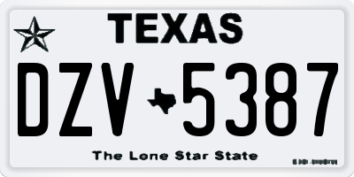 TX license plate DZV5387