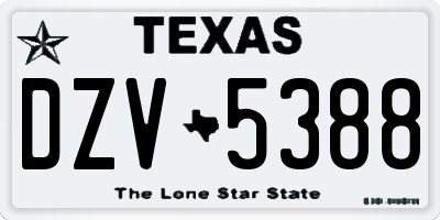 TX license plate DZV5388