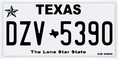 TX license plate DZV5390