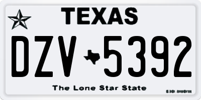TX license plate DZV5392
