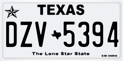 TX license plate DZV5394
