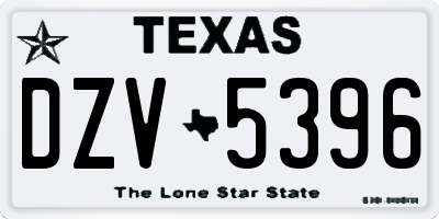 TX license plate DZV5396