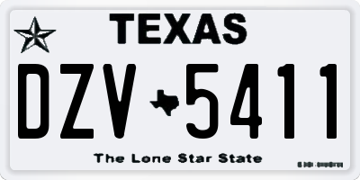 TX license plate DZV5411