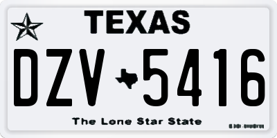TX license plate DZV5416