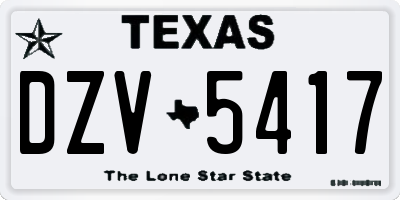 TX license plate DZV5417
