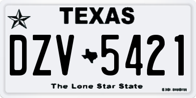 TX license plate DZV5421