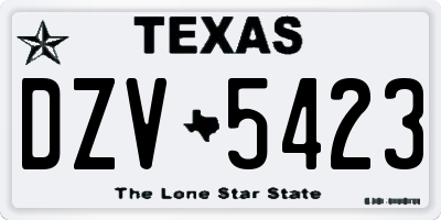 TX license plate DZV5423