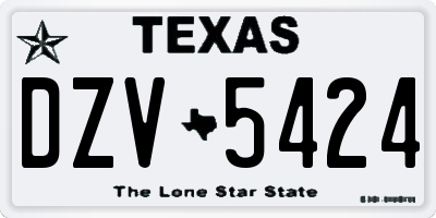 TX license plate DZV5424
